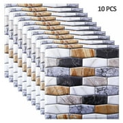 Art Wall Panel 12"x12" Peel and Stick Backsplash Tile 3D Marble Decorative Wallpaper for Kitchen Waterproof Countertop Removable Wallpaper Backsplash Vinyl Film Decoration 10-Sheet