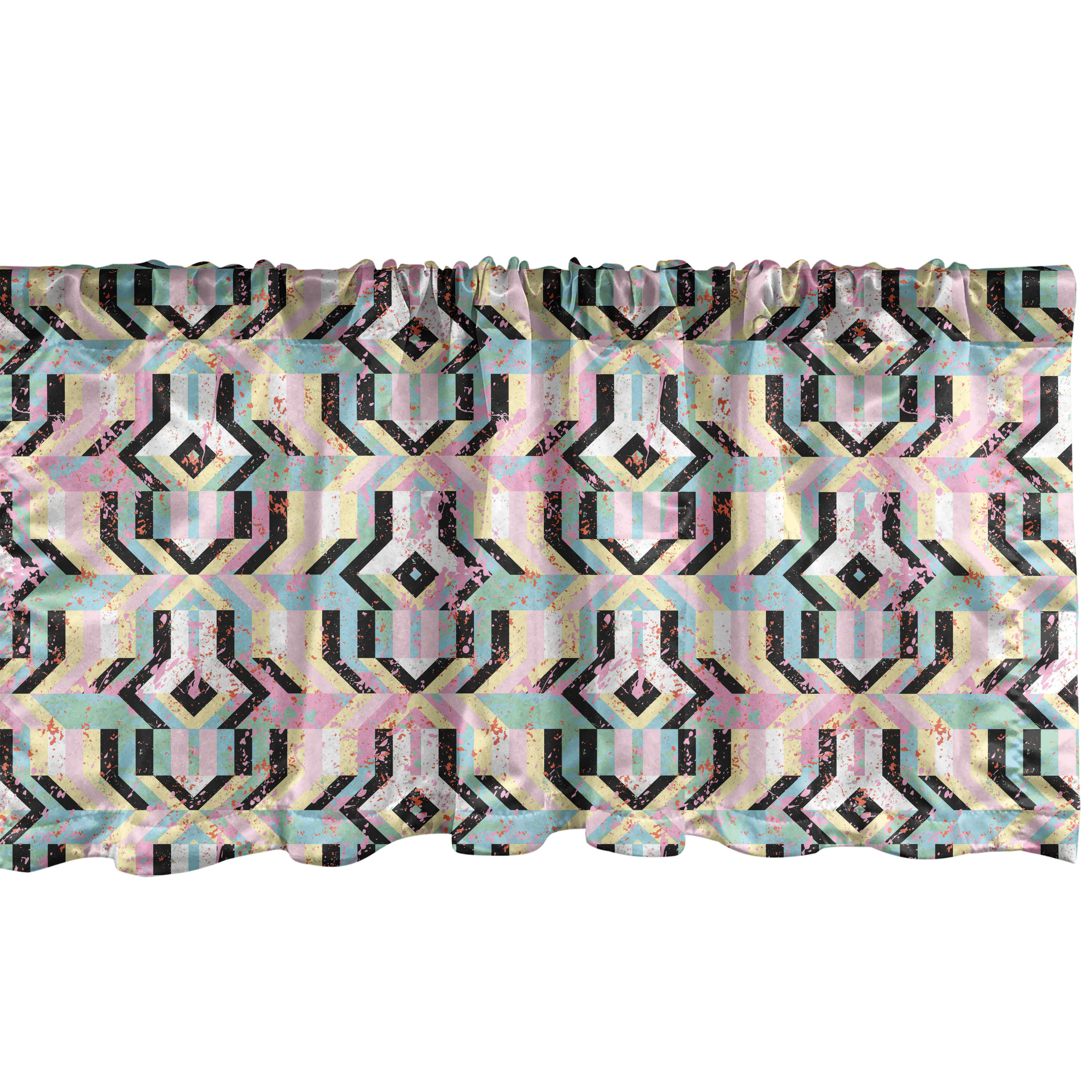 Multicolor Valance Art Window Valance, Grunge Style Pattern of Bold Colorful Striped ...