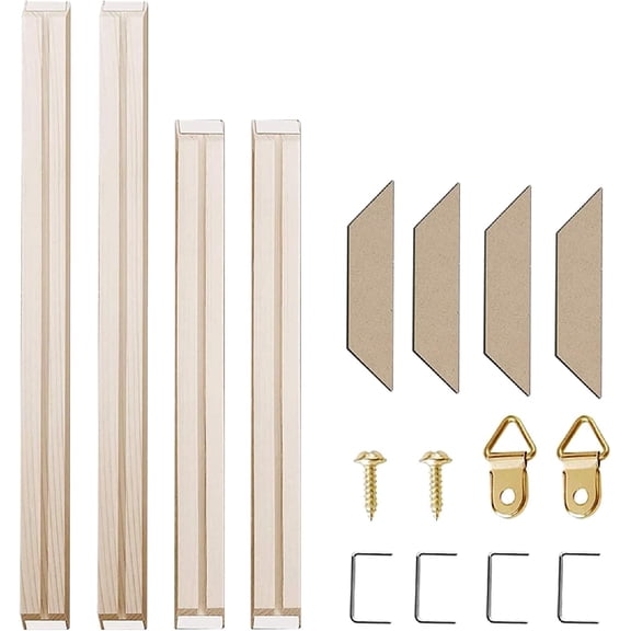 Art  Wood Stretcher Bars for Canvas Solid Wood Canvas Frame Kit Easy to Assemble for Gallery Wrap Oil Painting Wall Art Customized Wooden Frame Kit, White, 12x12 inch (Ta.MT01-1212)
