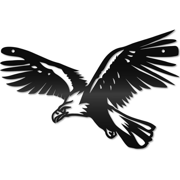 Art Word Wall Decor Metal Hanging Eagle Wall Sculpture Patriots Gift Black Modern Simple Ornaments Accessories for Living Room Bedroom Outdoor Garage Courtyard Wall Decoration 11.8inx7.8in