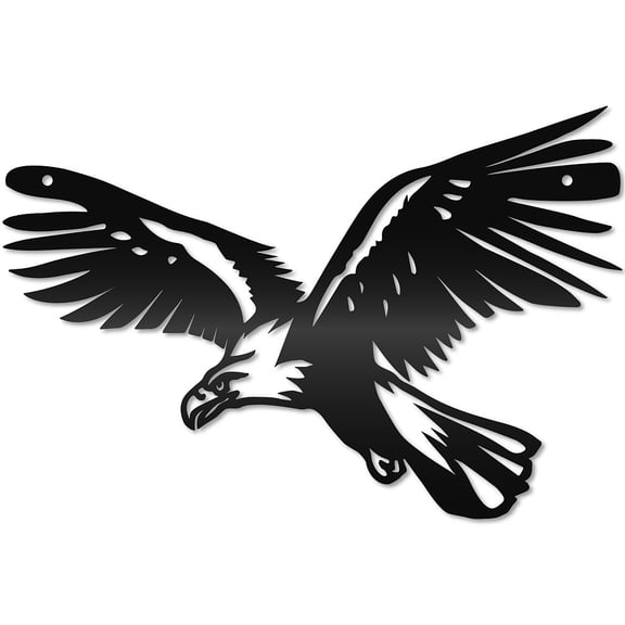 Art Word Wall Decor Metal Hanging Eagle Wall Sculpture Patriots Gift Black Modern Simple Ornaments Accessories for Living Room 11.8inx7.8in