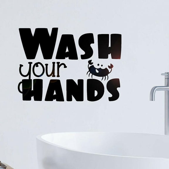 Art Words Wall Decal Wash Your Hands Vinyl Door Window Stickers Bathroom Toilets Interior Decor Creative Mural Waterproof 42x30cm