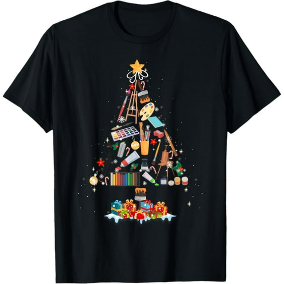 Art Xmas Tree Decor Art Teacher Ugly Artist Christmas Gift T-Shirt