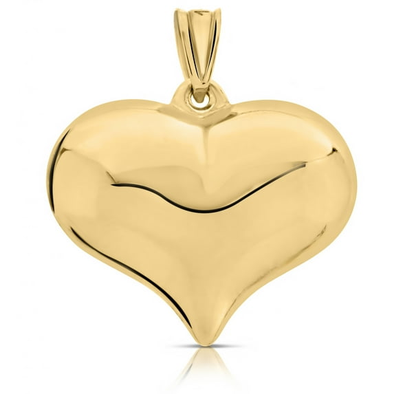 Art and Molly Real 14K Yellow Gold Large Puff Heart Pendant
