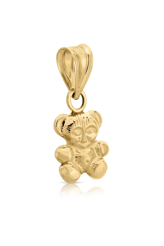 Real 14K Yellow Gold Shiny Bear Charm Pendant