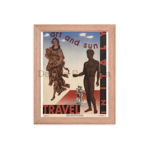 Art and Sun - Travel in Italy, 1936. Framed Vintage Travel Poster