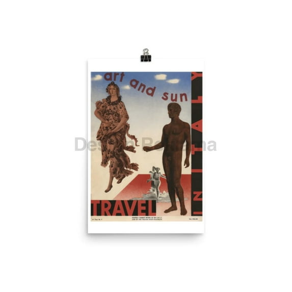 Art and Sun - Travel in Italy, 1936. Unframed Vintage Travel Poster