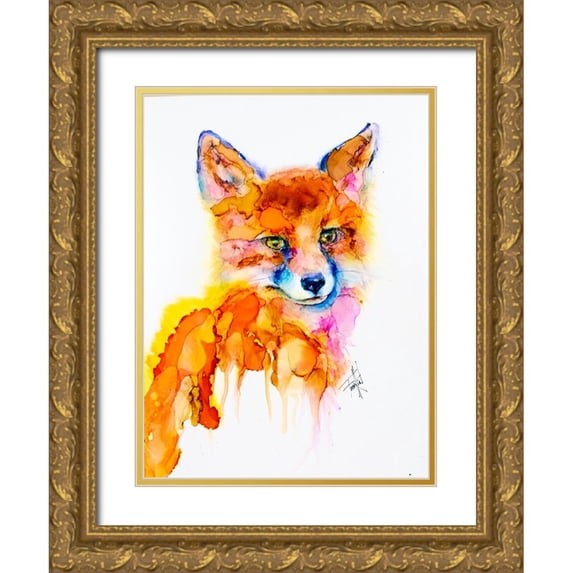 Art by Leslie Franklin 11x14 Gold Ornate Wood Framed with Double Matting Museum Art Print Titled - Very Vixen