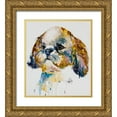 thumbnail image 1 of Art by Leslie Franklin 12x13 Gold Ornate Wood Framed with Double Matting Museum Art Print Titled - Shih Tzu, 1 of 4