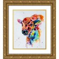 thumbnail image 1 of Art by Leslie Franklin 12x14 Gold Ornate Wood Framed with Double Matting Museum Art Print Titled - Bison Calf_1, 1 of 4