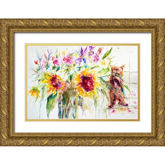 Art by Leslie Franklin 18x13 Gold Ornate Wood Framed with Double Matting Museum Art Print Titled - Almost a Still Life