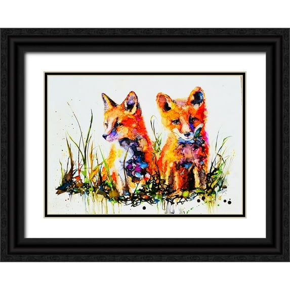 Art by Leslie Franklin 24x18 Black Ornate Wood Framed with Double Matting Museum Art Print Titled - The Redhead Twins