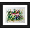 thumbnail image 1 of Art by Leslie Franklin 24x20 Black Ornate Wood Framed with Double Matting Museum Art Print Titled - Some Bunnys Hiding, 1 of 4