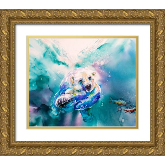 Art by Leslie Franklin 31x26 Gold Ornate Wood Framed with Double Matting Museum Art Print Titled - Chasing Char