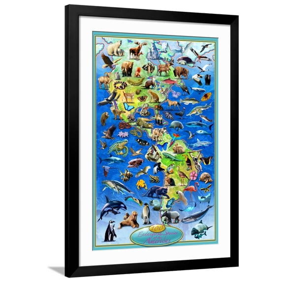 Art.com 100 Endangered Species Art Print by Adrian Chesterman, Black Frame Wall Art, 32" x 44"