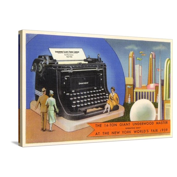 Art.com 14-Ton Typewriter, New York World's Fair, 1939 Stretched Canvas Print Wall Art, 36" x 24"