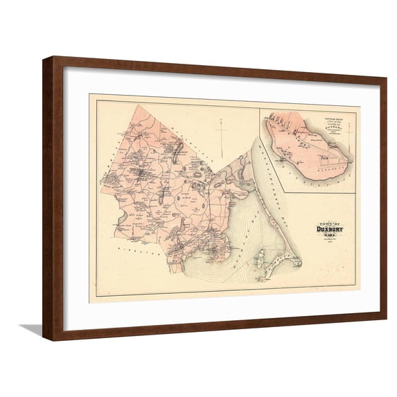 Art.com 1879, Duxbury Town, Duxbury Village, Massachusetts, United States Giclee Print, Brown Frame Wall Art, 29" x 21"