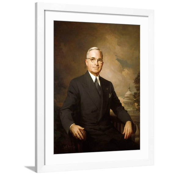 Art.com 1948 Portrait of Harry Truman Painted by Greta Kempton Photo, White Frame Wall Art, 32" x 40"