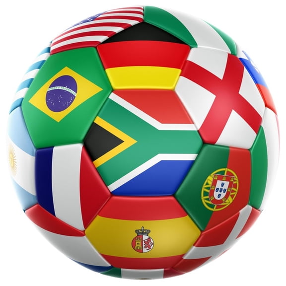 Art.com 3D Rendering Of A Soccer Ball With Flags Of The Participating Countries In World Cup 2010 Art Print by zentilia, 16" x 16"