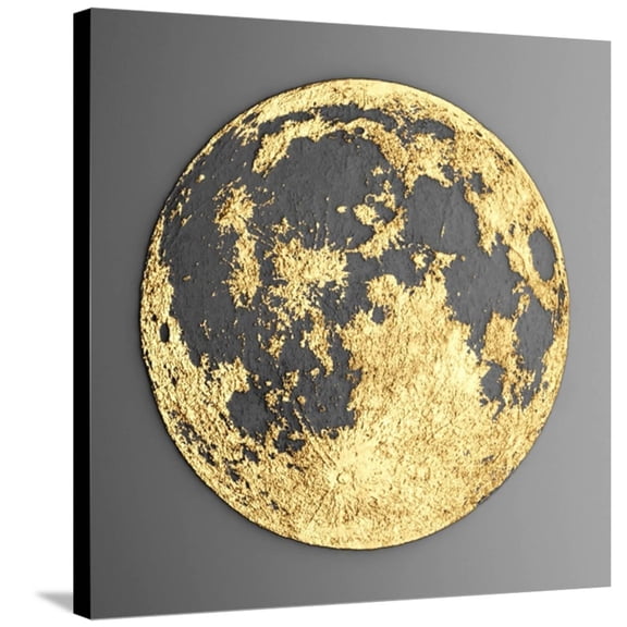 Art.com 3D Wall Art Picture Modern Moon Gold Stretched Canvas Print Wall Art by deckorator, 30" x 30"
