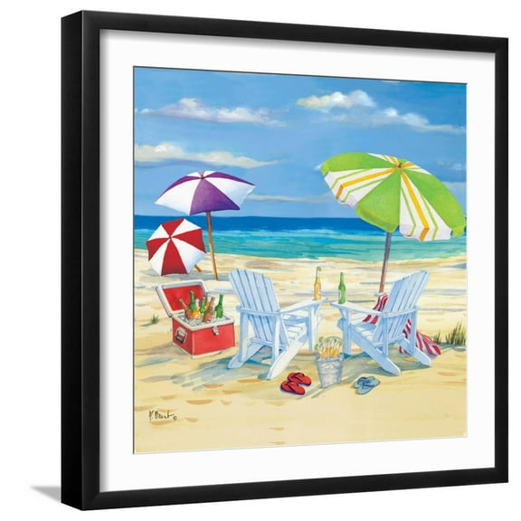 Art.com 5 o'clock Beach I Art Print by Paul Brent, Black Frame Wall Art, 21" x 21"