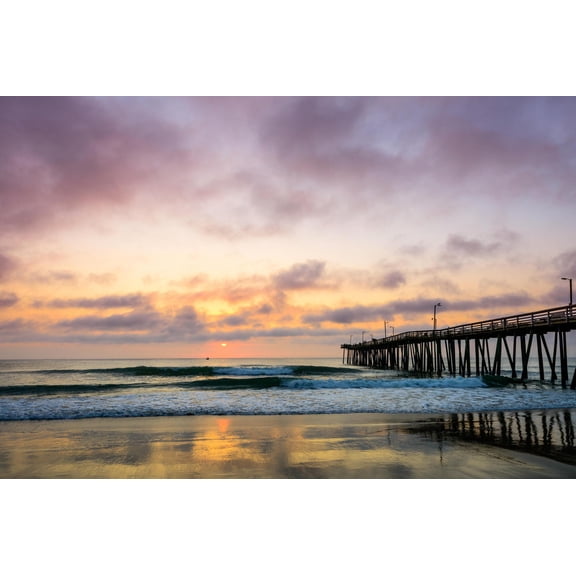 Art.com A Beautiful Cloudy Sunrise Captured at the Virginia Beach Fishing Pier Photographic Print by Scottymanphoto, 18" x 12"