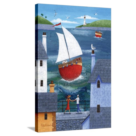 Art.com A Seaside Town Stretched Canvas Print Wall Art by Peter Adderley, 24" x 36"