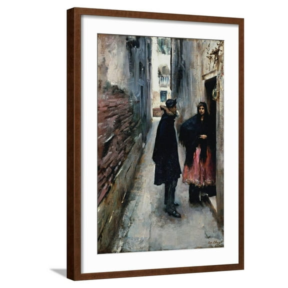 Art.com A Street in Venice Art Print by John Singer Sargent, Brown Frame Wall Art, 21" x 29"