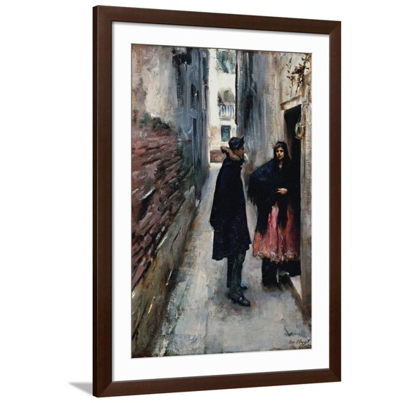 Art.com A Street in Venice Art Print by John Singer Sargent, Brown Frame Wall Art, 32" x 44"