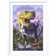 thumbnail image 1 of Art.com A Tyrannosaurus Rex Crashes Through a Swamp Art Print, White Frame Wall Art, 32" x 44", 1 of 4