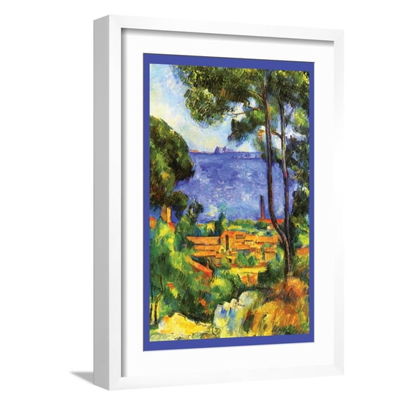 Art.com A View Through the Trees Of Art Print by Paul C?zanne, White Frame Wall Art, 17" x 23"