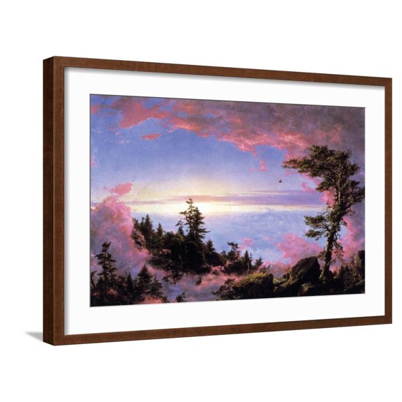 Art.com Above the Clouds at Sunrise Art Print by Frederic Edwin Church, Brown Frame Wall Art, 29" x 21"