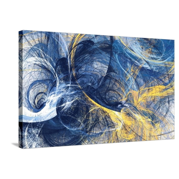 Art.com Abstract Bright Motion Composition. Modern Futuristic Dynamic Background. Blue and Yellow Color Art Stretched Canvas Print Wall Art by Excellent backgrounds, 36" x 24"