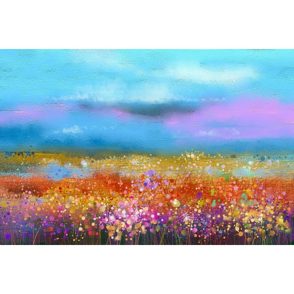 Art.com Abstract Colorful Oil Painting Landscape Background. Semi Abstract Image of Wildflower and Field. Y Art Print by pluie_r, 18" x 12"