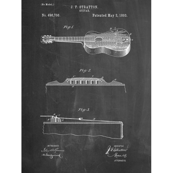 Art.com Acoustic Guitar Patent Art Print, 12" x 16"