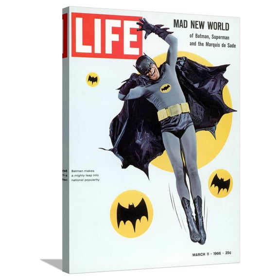 Art.com Adam West as Superhero Batman, March 11, 1966 Stretched Canvas Print Wall Art by Yale Joel, 24" x 32"