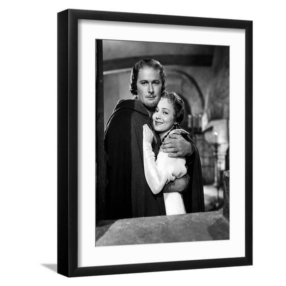 Art.com Adventures Of Robin Hood, Errol Flynn, Olivia De Havilland, 1938 Photo, Black Frame Wall Art, 17" x 21"