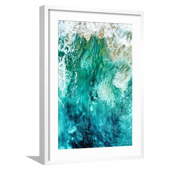 Art.com Aerial Summer - Aqua Waves Photographic Print by Philippe HUGONNARD, White Frame Wall Art, 21" x 29"