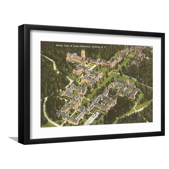 Art.com Aerial View, Duke University, Durham, North Carolina Art Print, Black Frame Wall Art, 23" x 17"