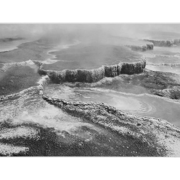 Art.com Aerial View Of Jupiter Terrace-Fountain Geyser Pool Yellowstone NP Wyoming 1933-1942 Art Print by Ansel Adams, 16" x 12"