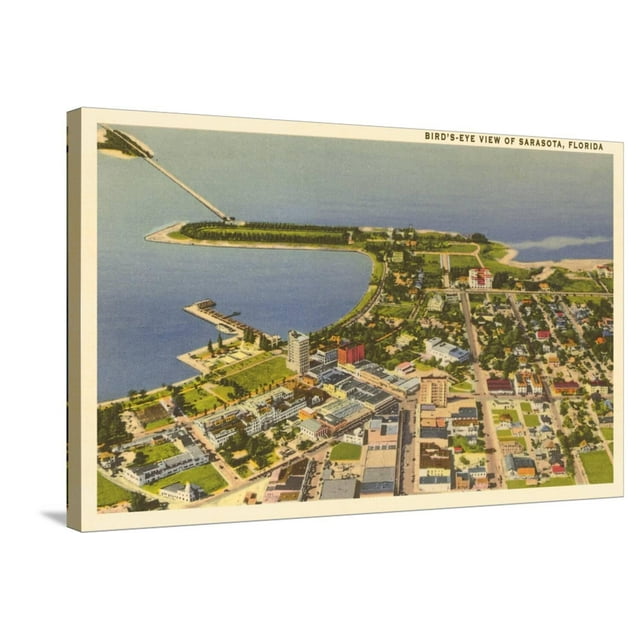 Art.com Aerial View of Sarasota, Florida Stretched Canvas Print Wall Art, 36" x 24"