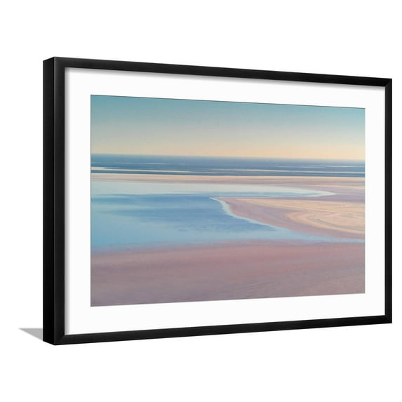 Art.com Aerial view of blue and pink water, Lake Eyre, Australia Photographic Print by Doug Gimesy, Black Frame Wall Art, 29" x 21"