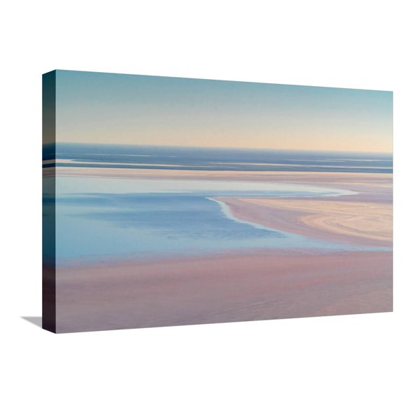 Art.com Aerial view of blue and pink water, Lake Eyre, Australia Stretched Canvas Print Wall Art by Doug Gimesy, 24" x 16"