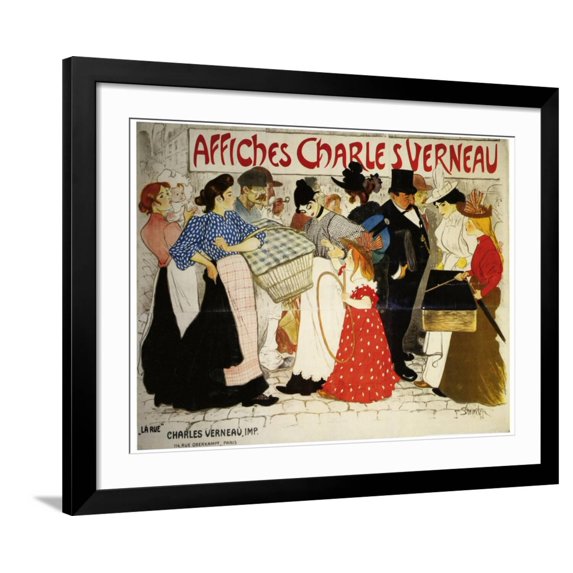 Art.com Affiches Charles Verneau-La Rue Art Print by Théophile Alexandre Steinlen, Black Frame Wall Art, 40" x 32"