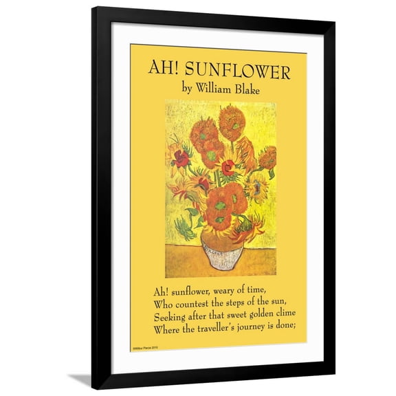 Art.com Ah! Sunflower Art Print by William Blake, Black Frame Wall Art, 32" x 44"
