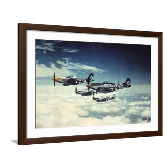 Art.com Air and Space: 361st Fight Group, Eighth Air Force Art Print, Brown Frame Wall Art, 44" x 32"