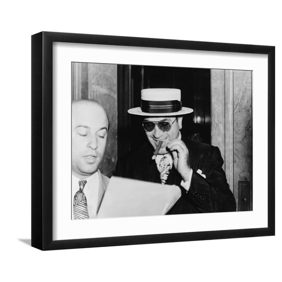 Art.com Al Capone, with a Big Smile, Leaving Federal Building in Miami, Florida, 1941 Photo, Black Frame Wall Art, 21" x 17"