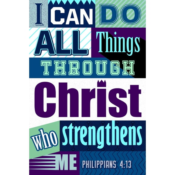 Art.com All Things Through Christ (blue) Art Print, 24" x 36"