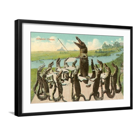 Art.com Alligator Chorus Art Print, Black Frame Wall Art, 29" x 21"