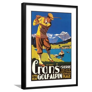 Art.com Alpine Golf Art Print, Black Frame Wall Art, 21" x 29"